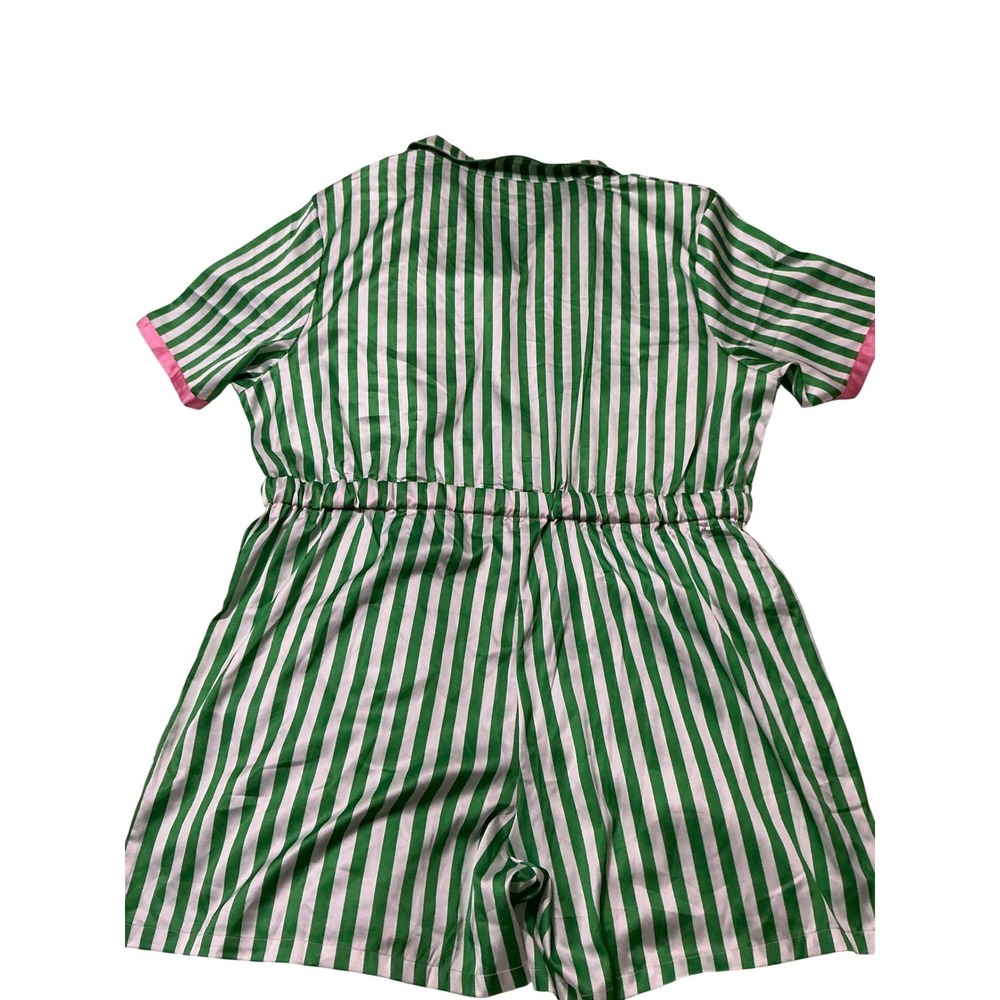 IvyStorehouse Romper Women XL Green AKA Alpha Kappa Alpha Striped Button Up Pink - Picture 5 of 6